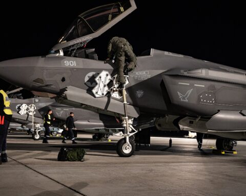 Israeli Air Force F-35I Adir stealth fighter on the flight line, showing tail number 901 and IAF squadron markings, 2023. The Adir is the only F-35 variant authorised to integrate non-US weapons systems.