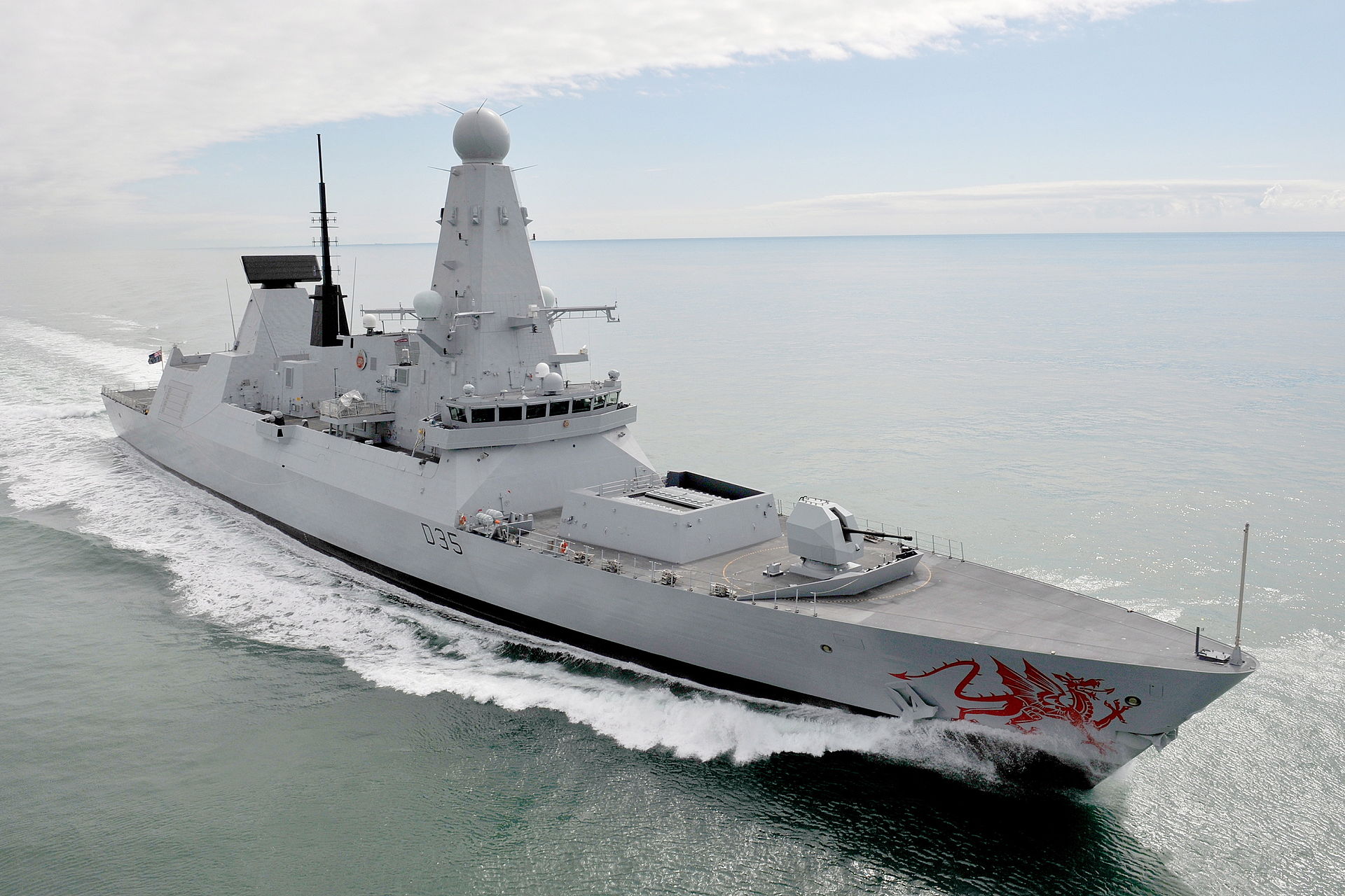 HMS Dragon D35 Type 45 destroyer underway, Royal Navy