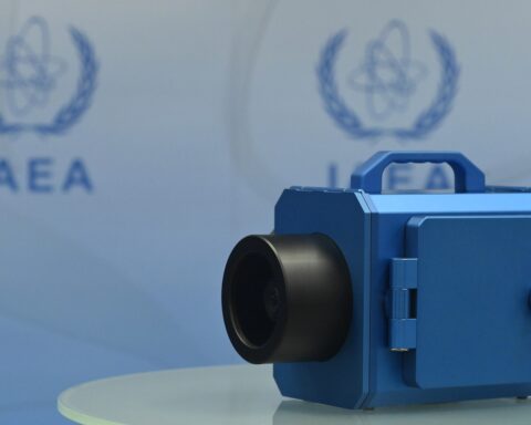 IAEA safeguard surveillance camera displayed at Board of Governors meeting, Vienna 2022