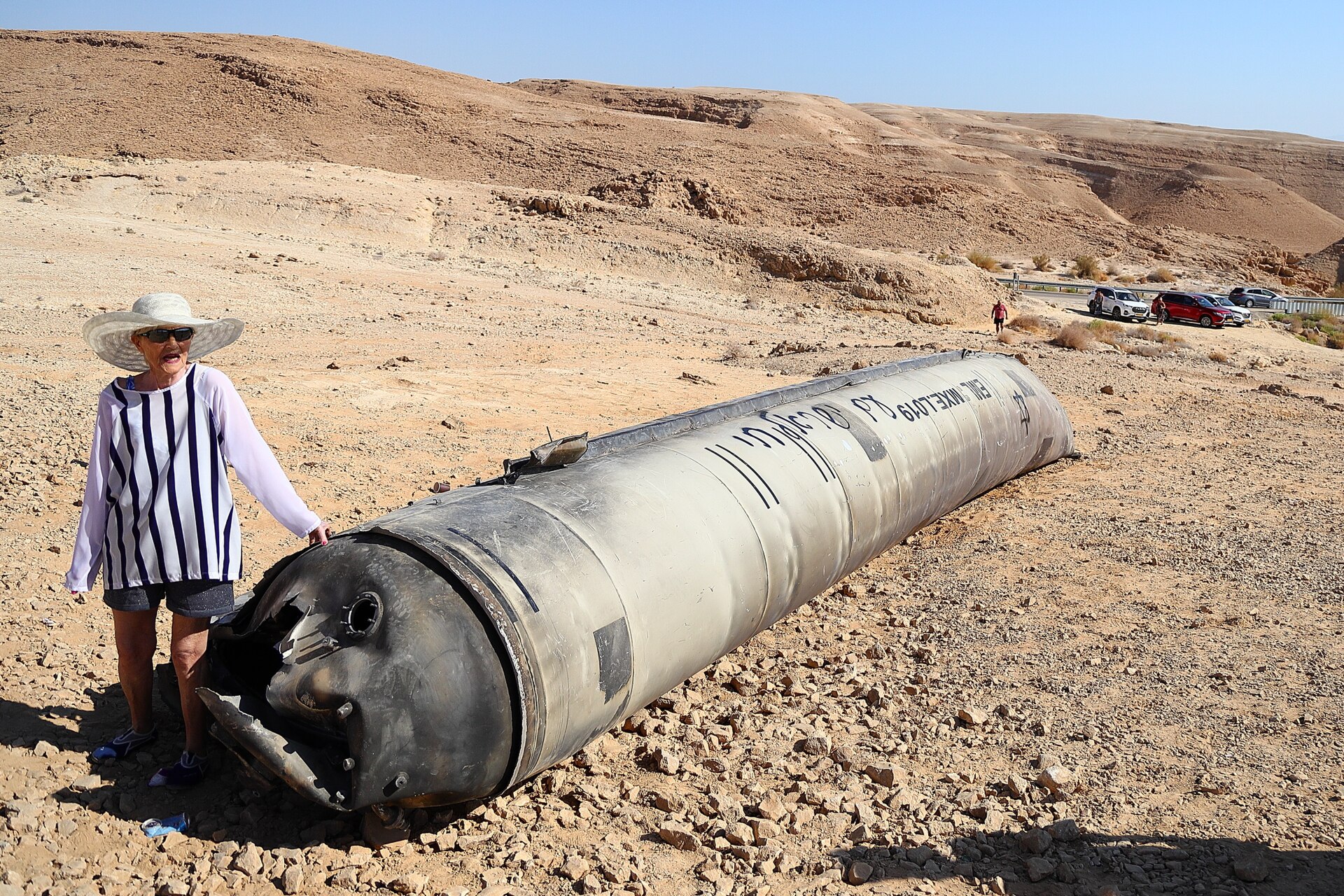Remains of an Iranian ballistic missile near Road 31 in Israel's Negev desert following Iran's October 1, 2024 strike. The same missile types — scaled up and in far larger numbers — were launched against all six GCC states simultaneously after Khamenei's killing on March 1, 2026.