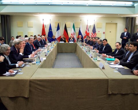P5+1 and Iran foreign ministers at the Lausanne negotiations table, March 2015, as talks toward the JCPOA nuclear deal accelerate