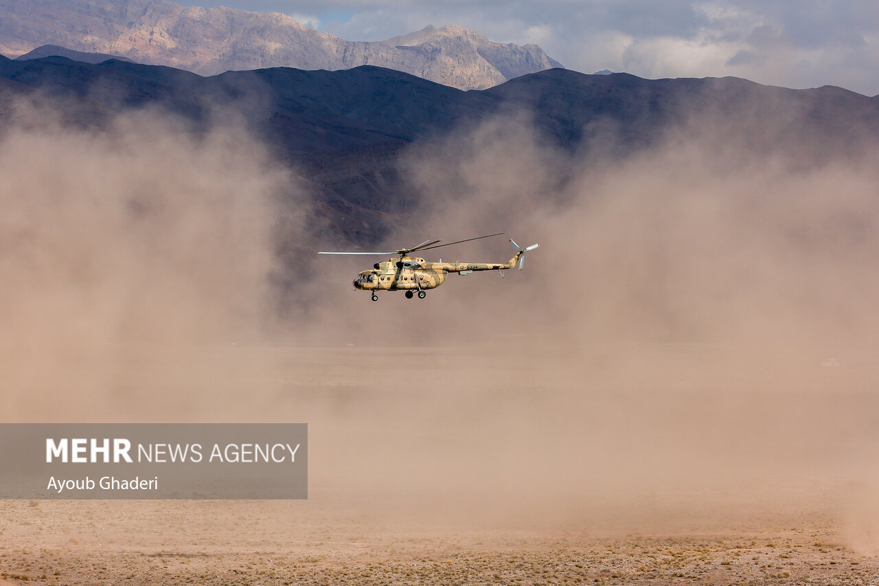IRGC Ground Force helicopter during tactical exercise in Kerman province, Iran