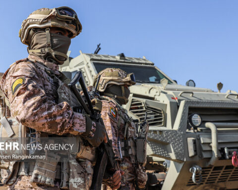 Iranian special forces soldiers in tactical combat gear during Sahand Joint Anti-Terrorist Exercise 2025, Iran
