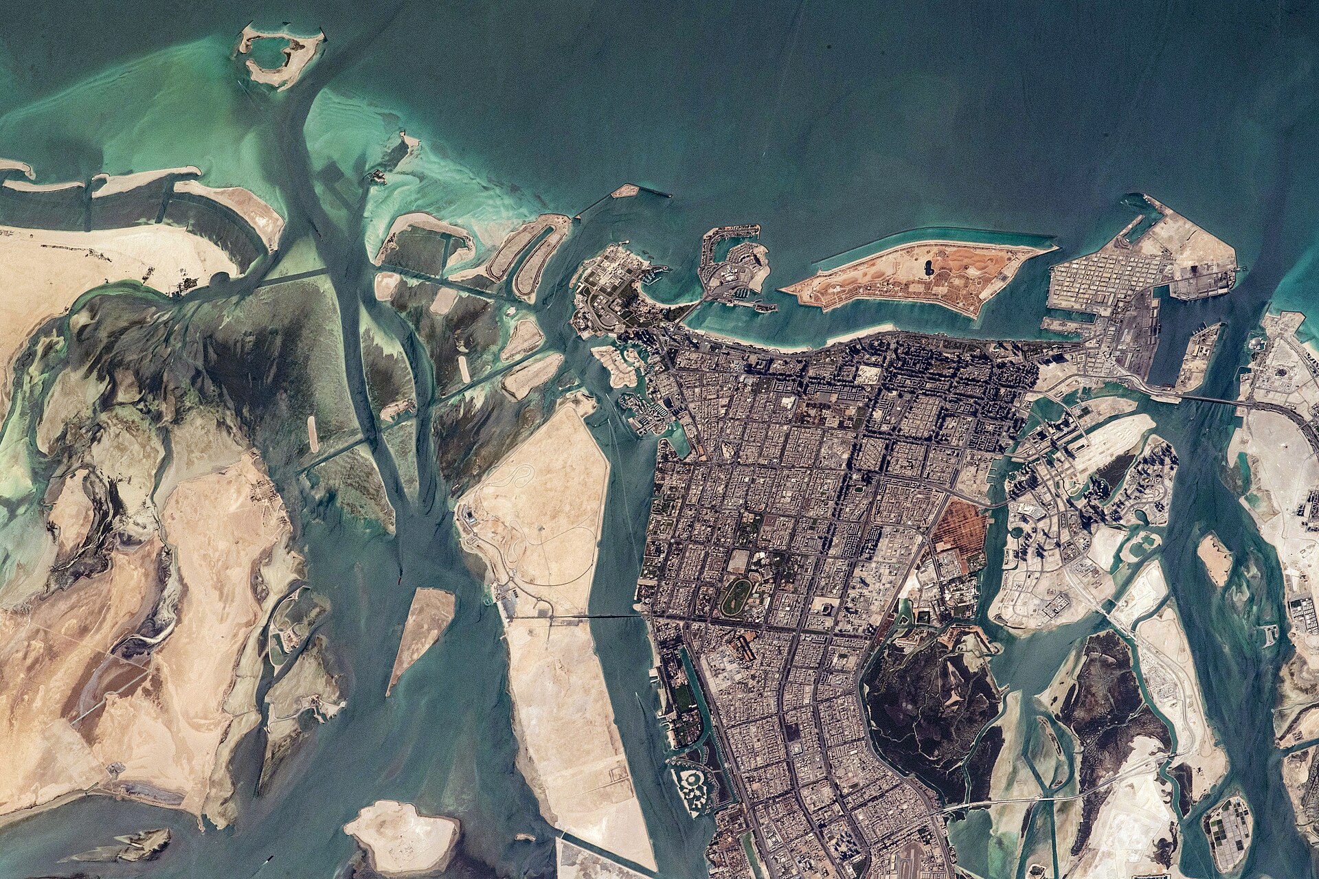Abu Dhabi city island and Persian Gulf coastline from the International Space Station, April 2021 — NASA ISS Expedition 65