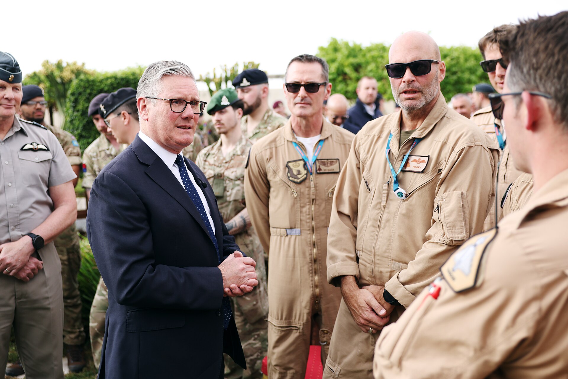 UK Prime Minister Keir Starmer meets military personnel at King Fahd Air Base in Taif, Saudi Arabia, April 2026