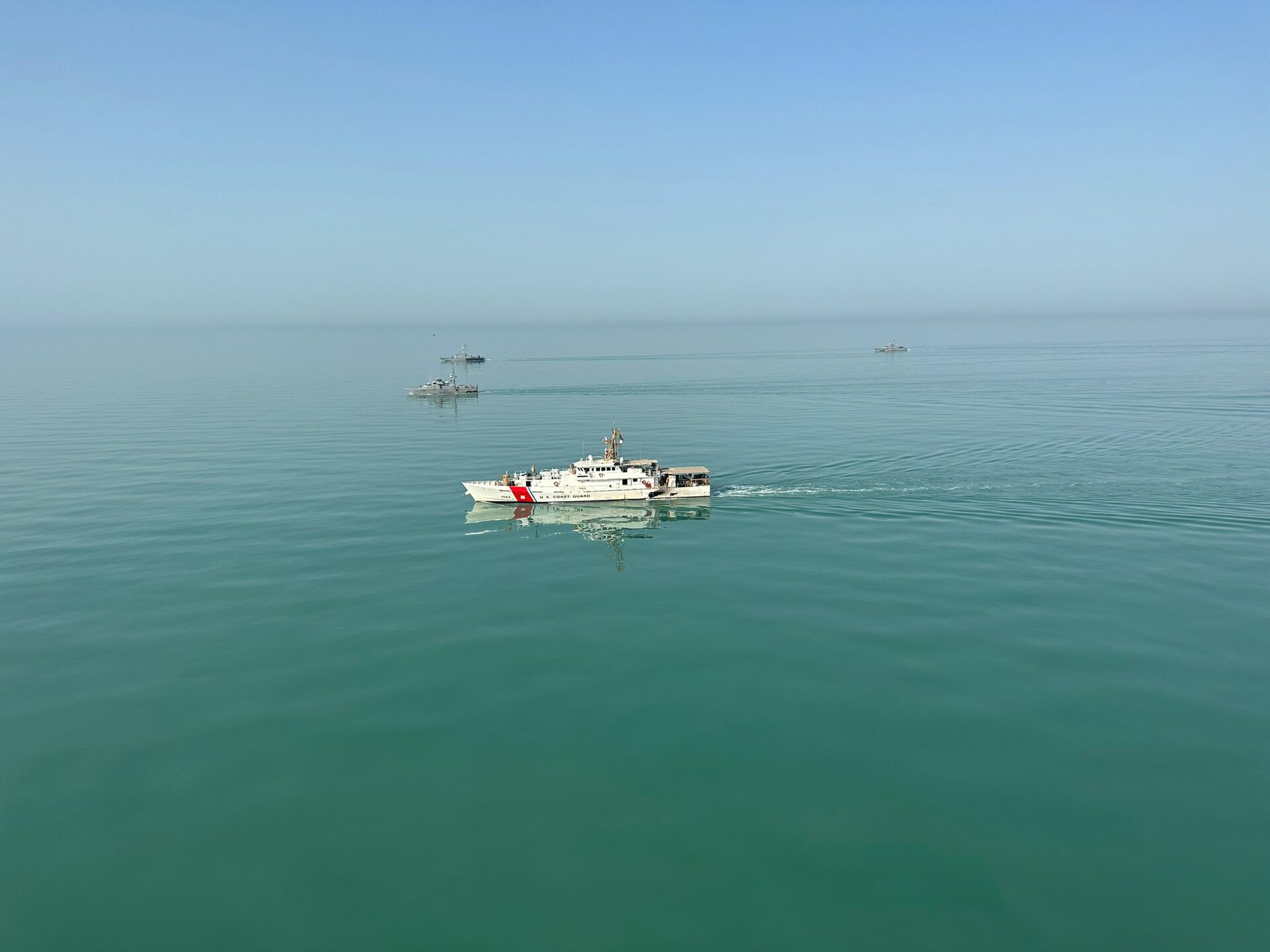 US Coast Guard fast response cutter USCGC Robert Goldman with Kuwaiti and Iraqi patrol vessels during trilateral maritime exercise in the Arabian Gulf, October 2023