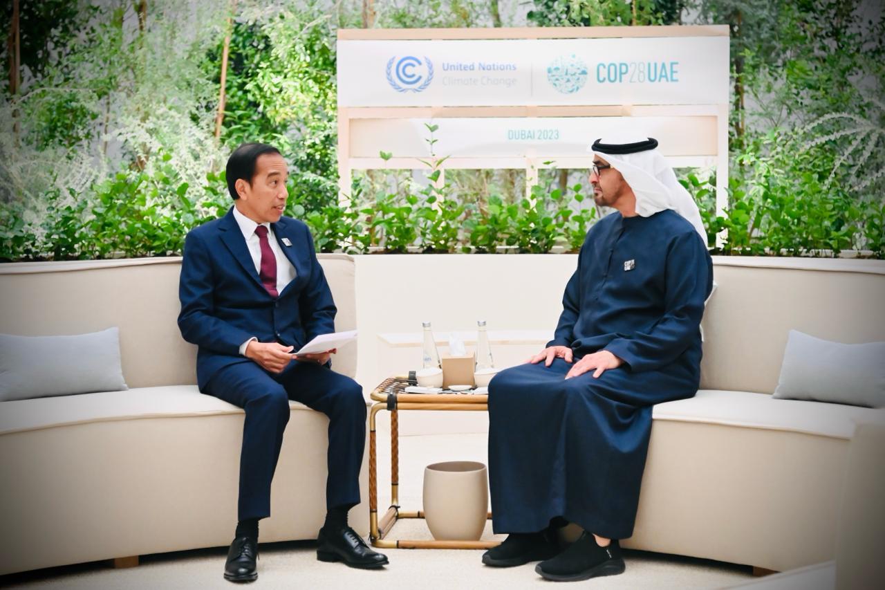 UAE President Sheikh Mohammed bin Zayed Al Nahyan in bilateral diplomatic meeting at COP28 Dubai, December 2023