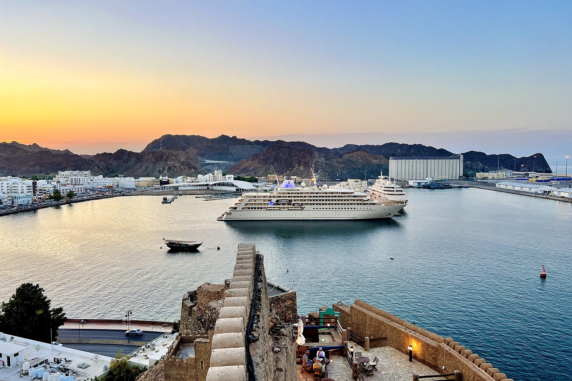 Sultan Qaboos Port in Muscat, Oman, the entry point for Iranian legal drafting delegations building the bilateral Hormuz governance framework with Tehran since May 2026