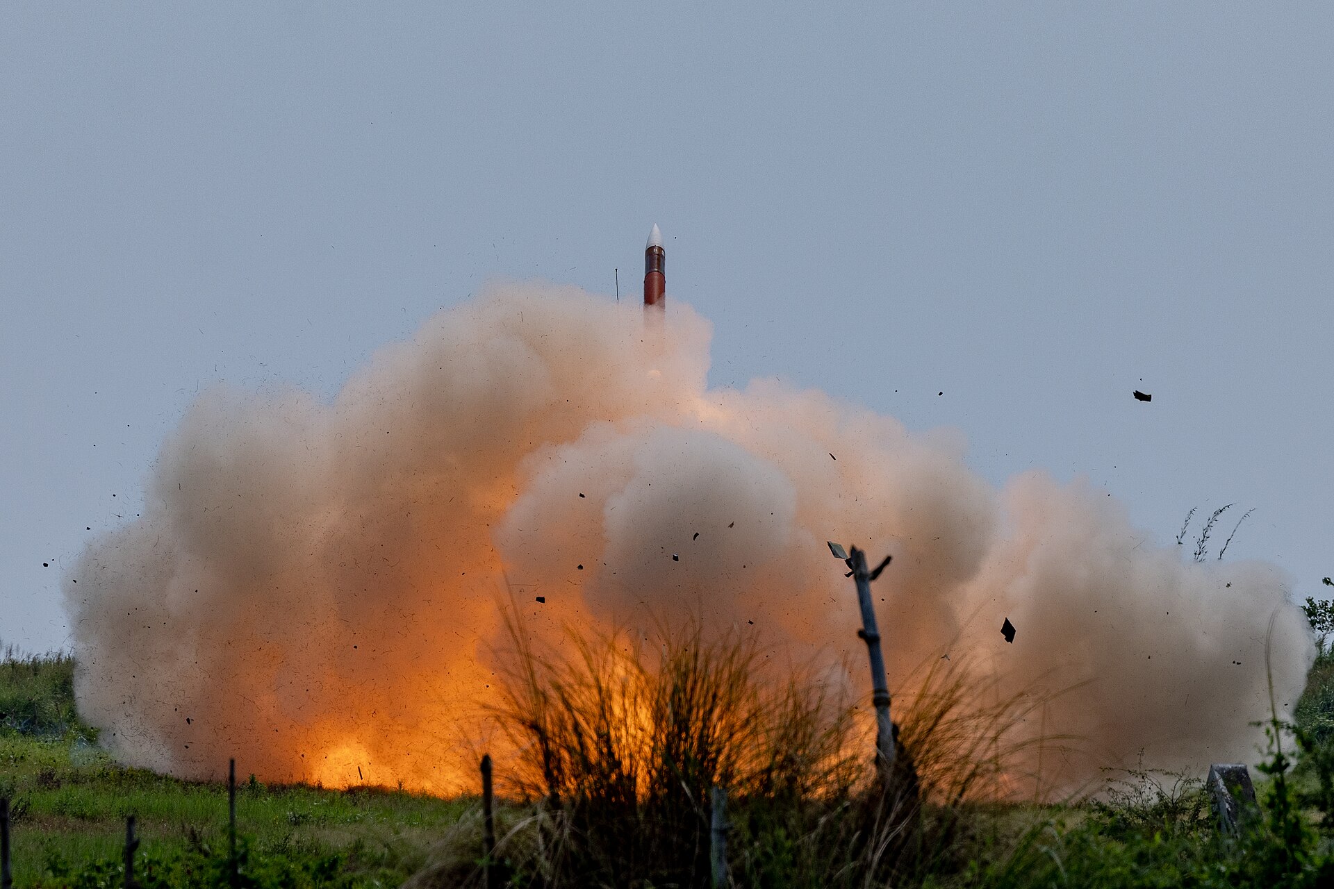 PAC-3 Patriot missile launching during air defense exercise — the same system Saudi Arabia deployed on the Mecca perimeter during the 2026 Iran war