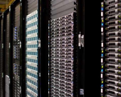 Server racks inside a data centre — HUMAIN is targeting 6.6 gigawatts of AI compute capacity within a decade