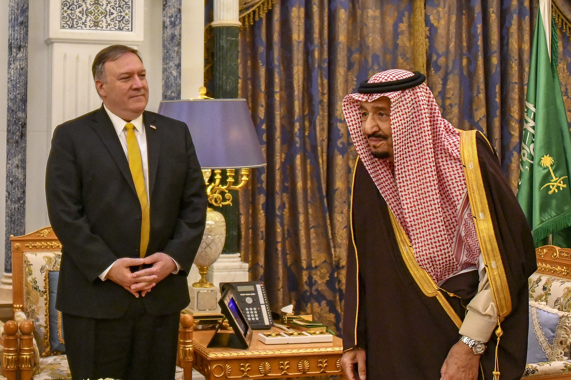 U.S. Secretary of State Mike Pompeo meets with Saudi King Salman bin Abdulaziz in Riyadh, 2019