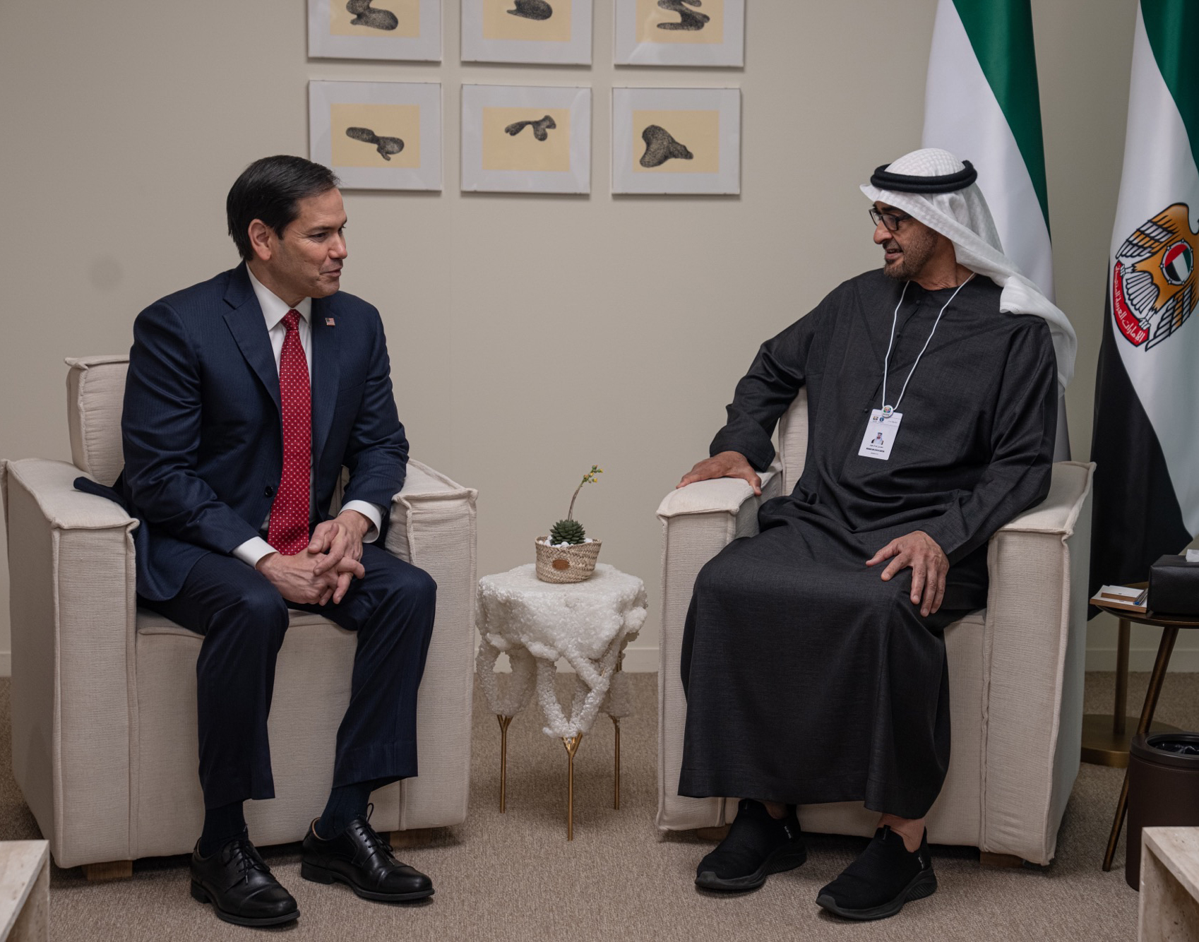 Secretary of State Marco Rubio meets with UAE President Sheikh Mohamed bin Zayed Al Nahyan in Abu Dhabi, February 19, 2025