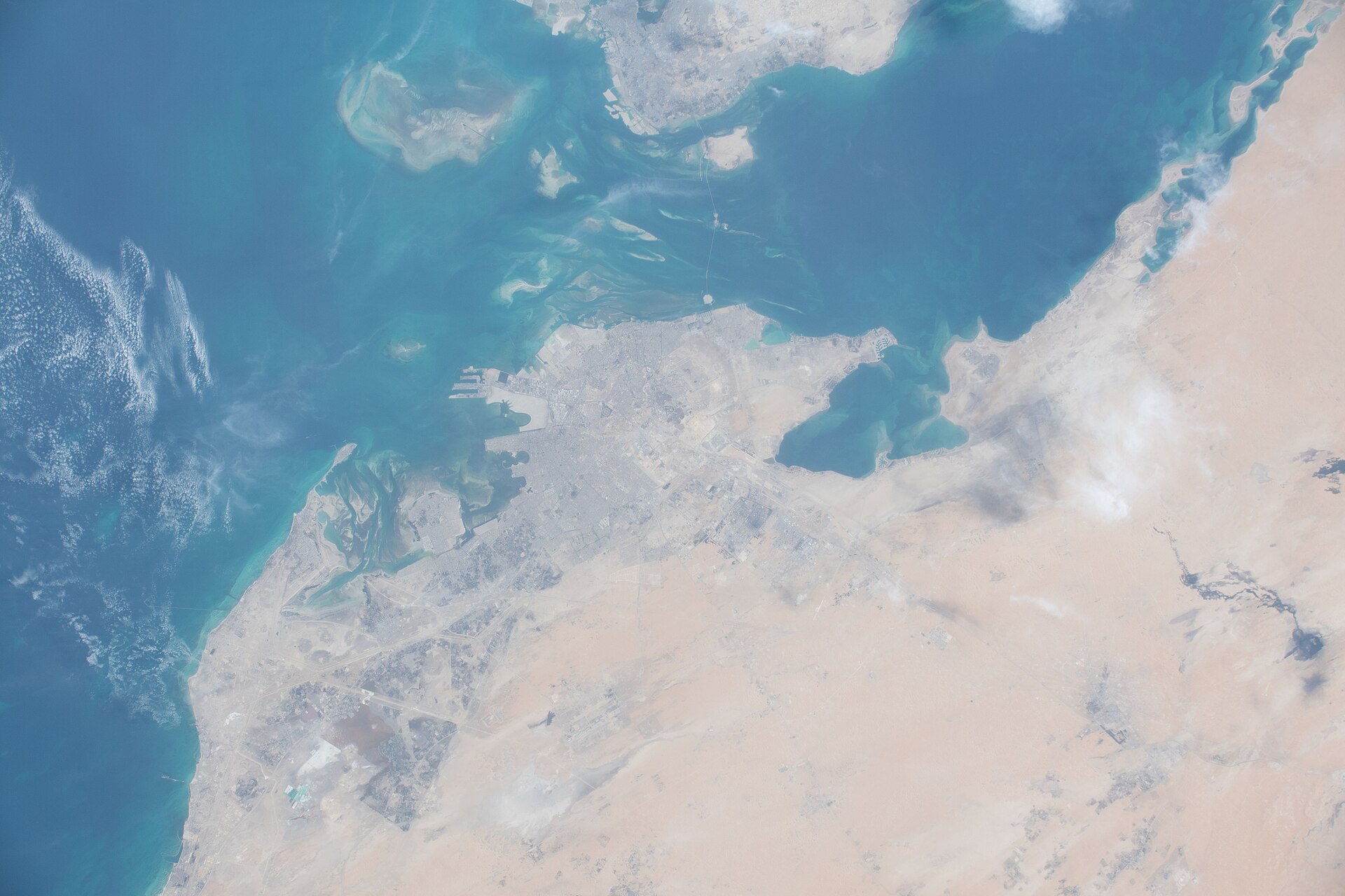 ISS NASA view of Saudi Arabia Eastern Province coastline and Arabian Gulf oil export region