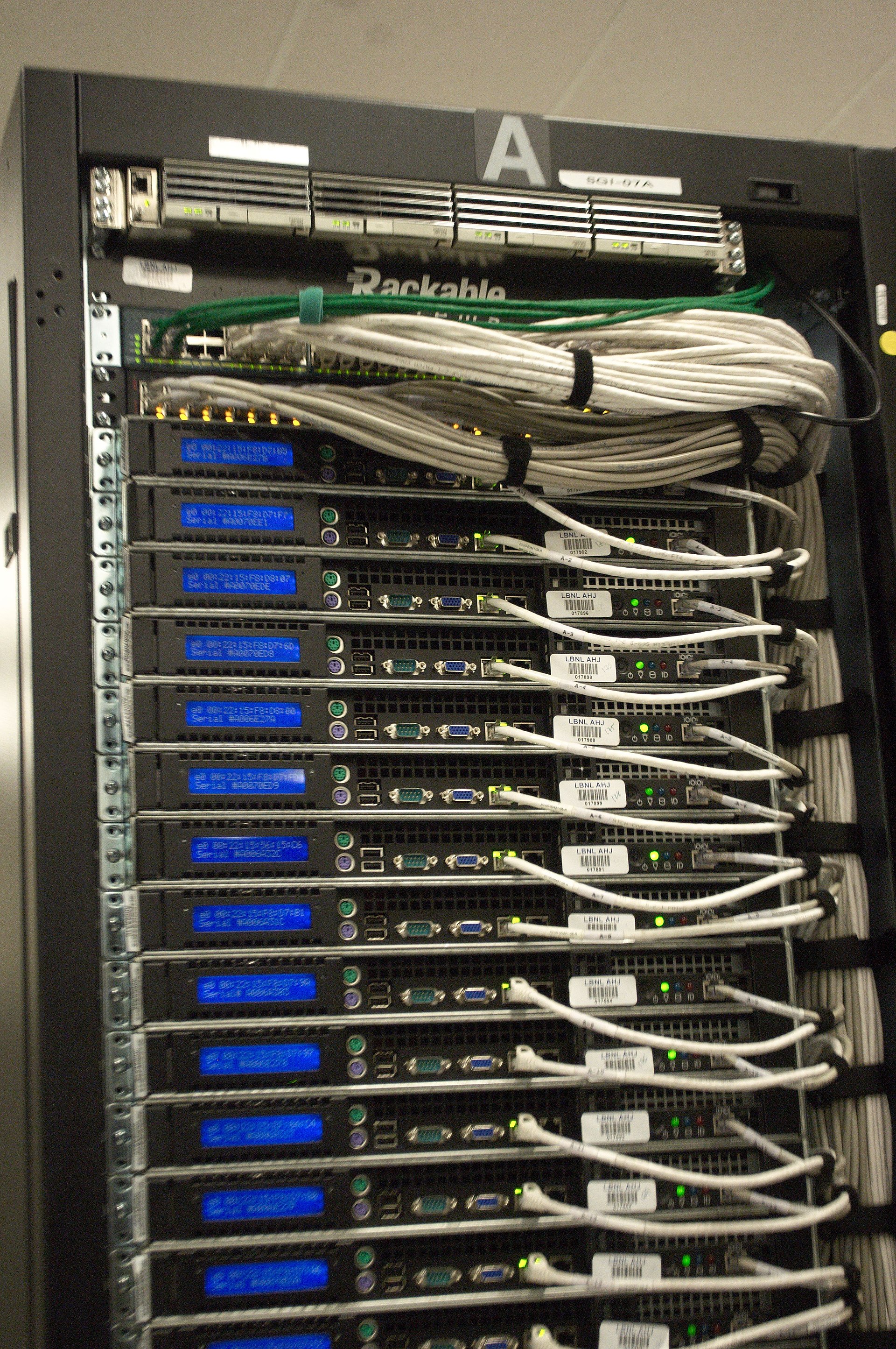 Server rack in a high-density AI data centre — the hardware stack HUMAIN is deploying with NVIDIA GB300 Grace Blackwell platforms, requiring sustained power grid capacity at Riyadh and Dammam sites