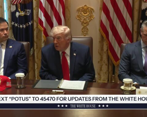 President Trump speaks at cabinet meeting May 27 2026 flanked by Secretary of State Marco Rubio and Secretary of Defense Pete Hegseth at the White House