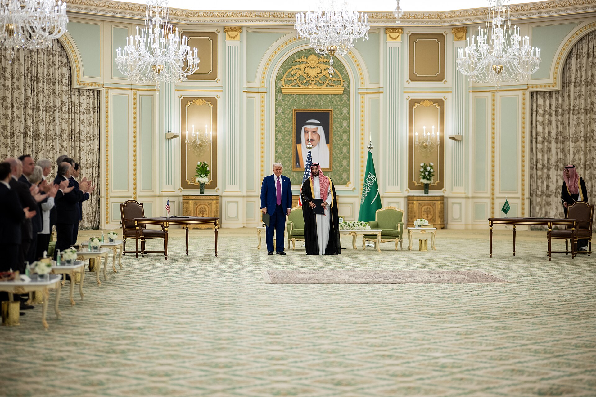 President Trump and Saudi Crown Prince Mohammed bin Salman at bilateral meeting, Royal Court Palace Riyadh, May 2025