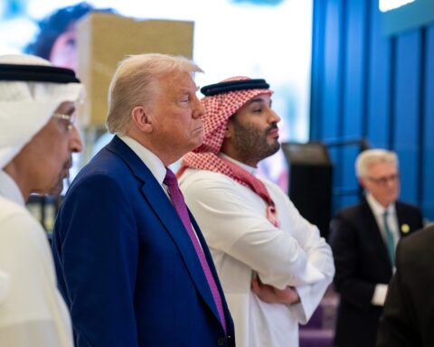 Trump and MBS at the US-Saudi Investment Forum, King Abdul Aziz International Conference Center, Riyadh, May 13 2025
