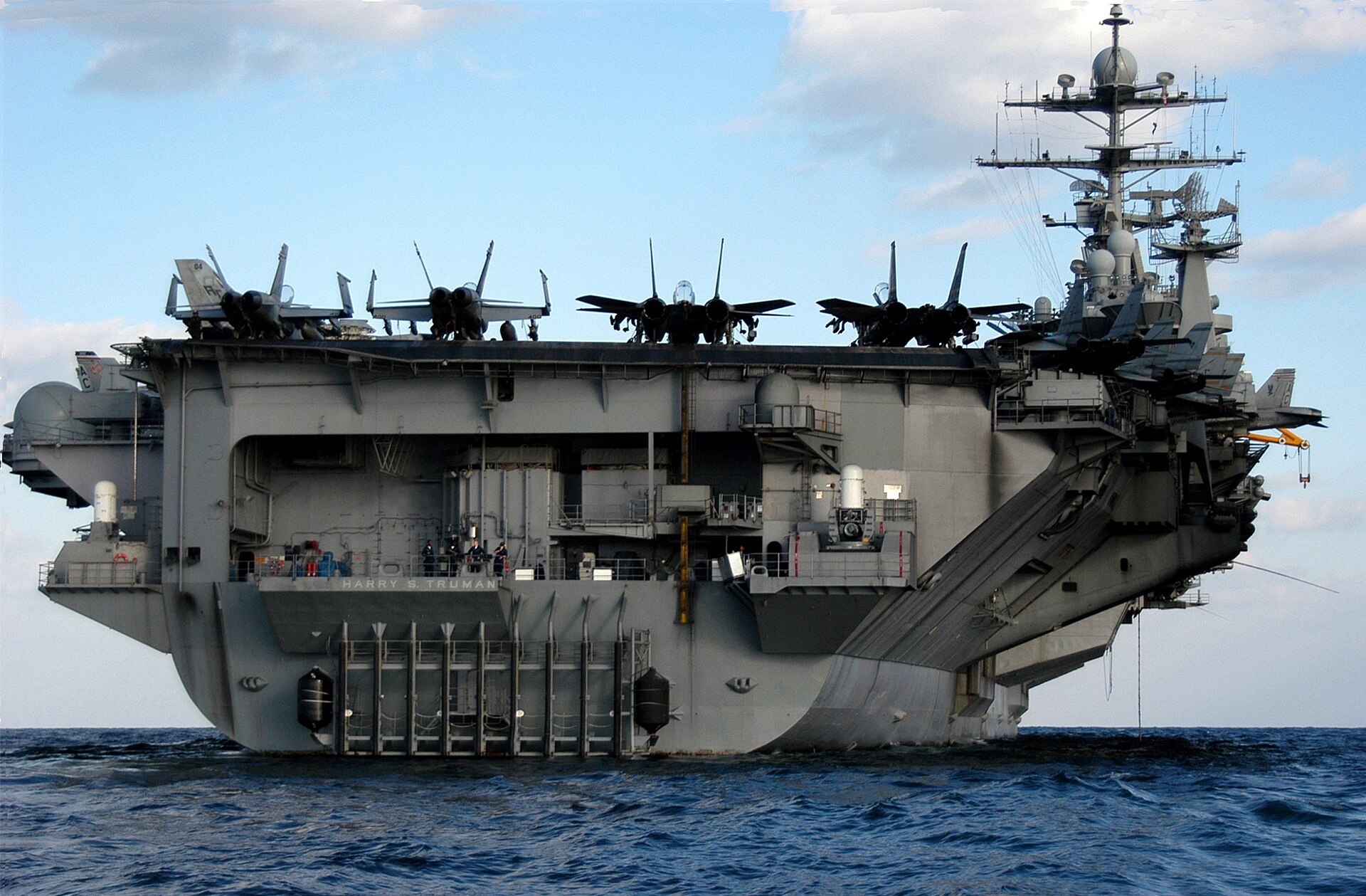 USS Harry S. Truman (CVN 75) underway on station in the Persian Gulf, the carrier group deployed to the Arabian Sea during Operation Project Freedom