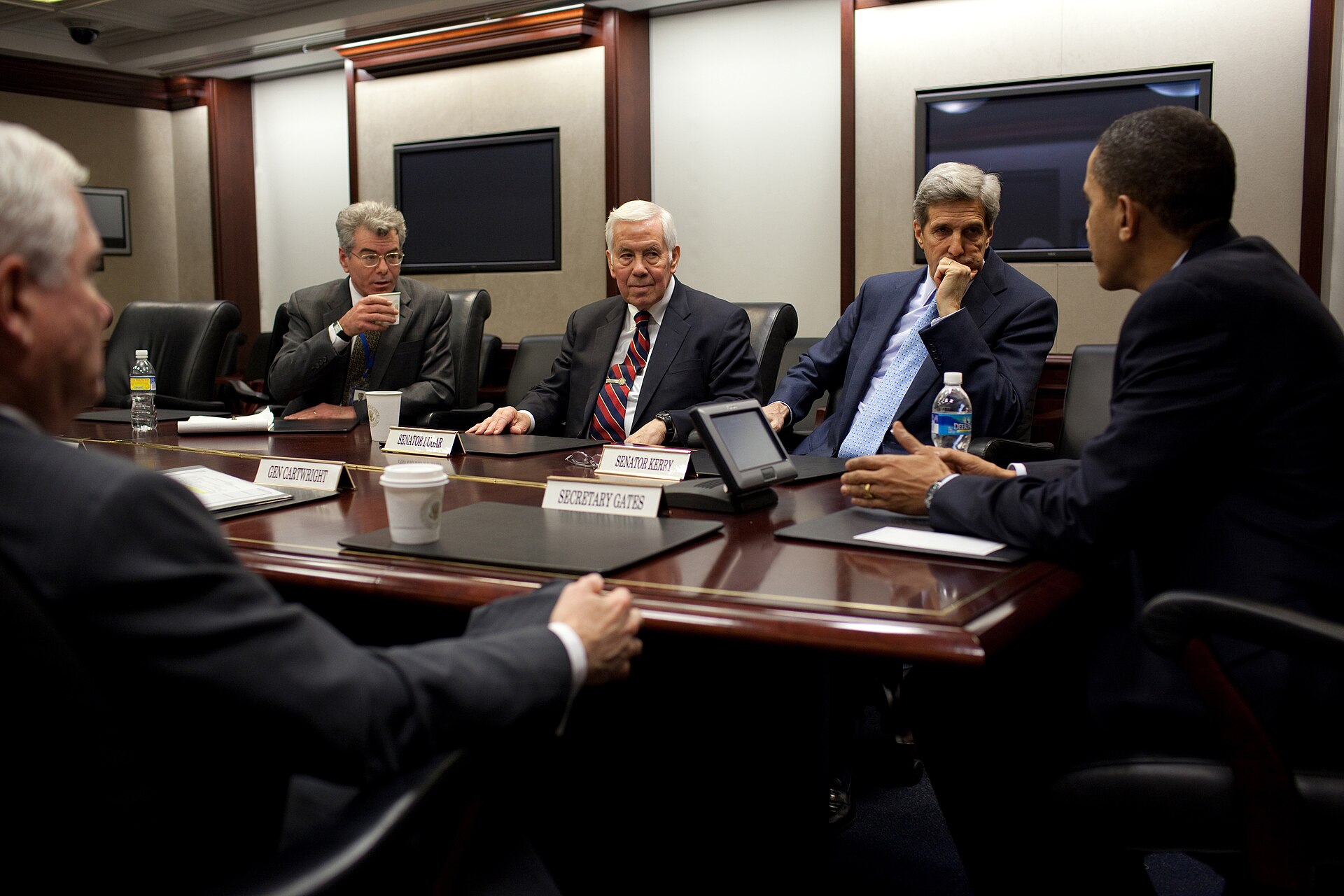 The White House Situation Room — Trump's National Security Council was scheduled to meet in this room on May 19, 2026 to review military options against Iran, eighteen hours after Tasnim's sanctions waiver report moved Brent crude $4