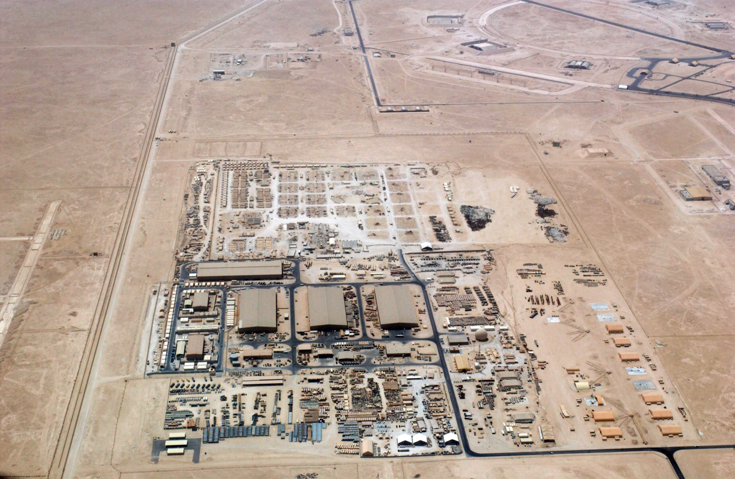Aerial view of Al Udeid Air Base, Qatar — CENTCOM forward headquarters and reported location of the IRGC-CENTCOM deconfliction cell