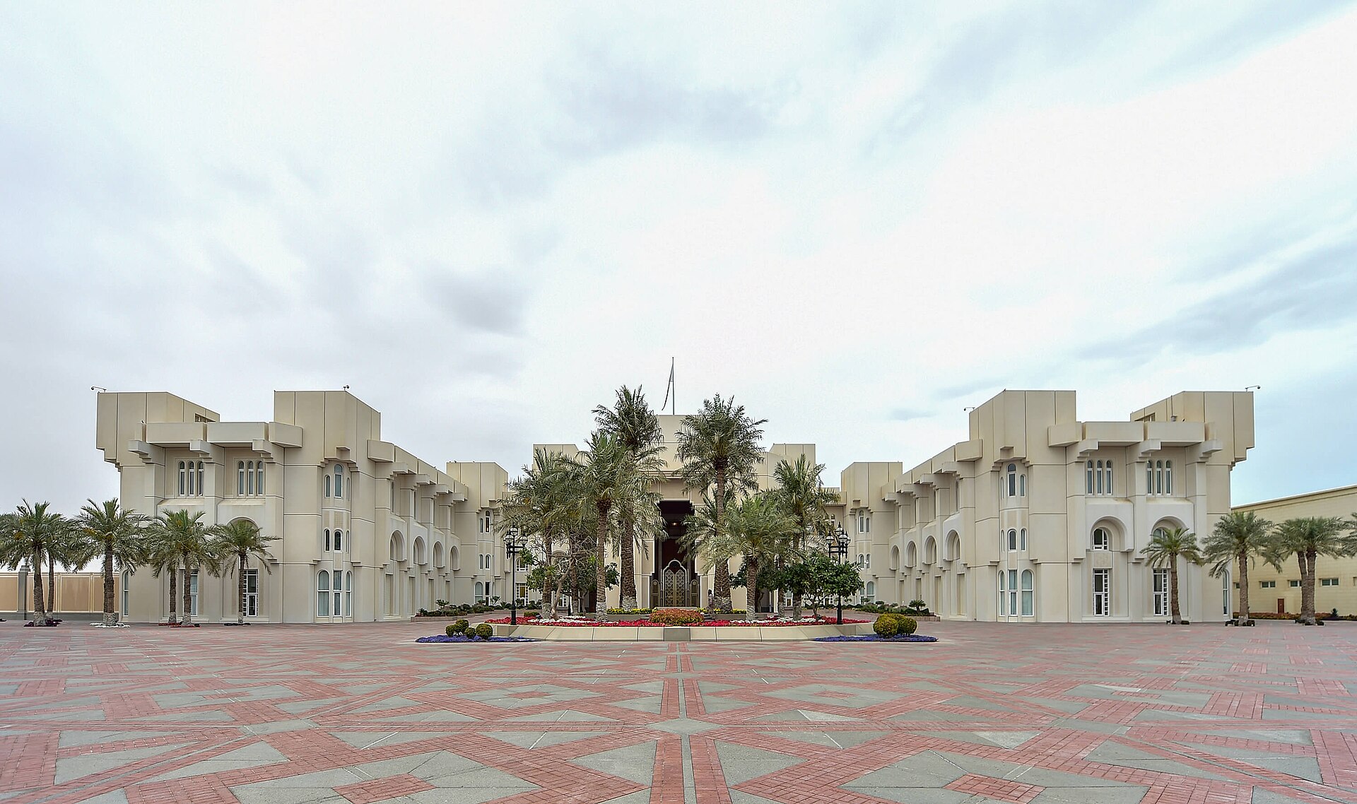 The Amiri Diwan, the official seat of the Emir of Qatar in Doha, from which Qatar coordinates its diplomatic role as one of three active mediation channels between the United States and Iran in the MOU negotiations