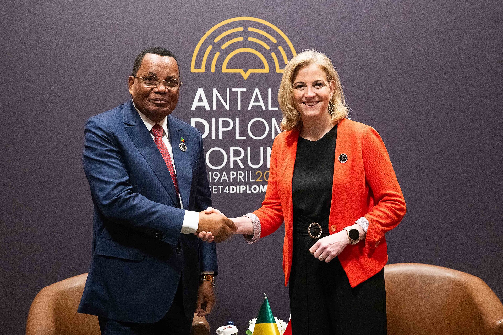Bilateral diplomatic meeting at the Fifth Antalya Diplomacy Forum, 19 April 2026, where the Saudi-Egypt-Pakistan-Turkey quadrilateral held its third foreign ministers session