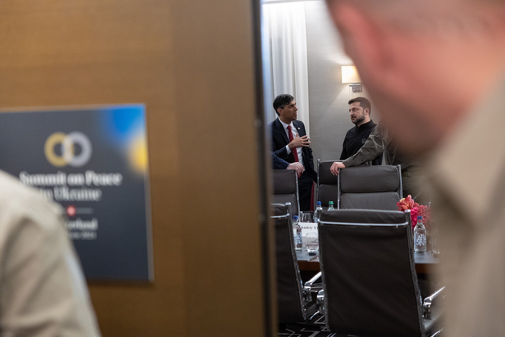 Bürgenstock Resort conference room interior during the 2024 Summit on Peace in Ukraine — the same venue selected for Phase 2 US-Iran nuclear talks