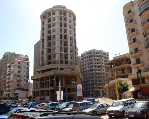 Haret Hreyk, the central district of Dahiyeh in south Beirut, showing the dense residential and commercial buildings characteristic of the neighborhood targeted by Israeli airstrikes on June 7, 2026