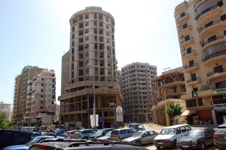 Haret Hreyk, the central district of Dahiyeh in south Beirut, showing the dense residential and commercial buildings characteristic of the neighborhood targeted by Israeli airstrikes on June 7, 2026