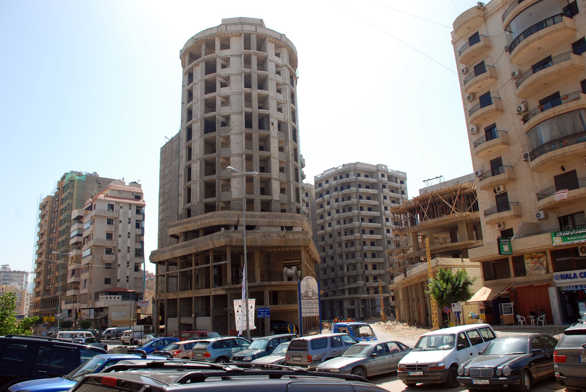 Haret Hreyk, the central district of Dahiyeh in south Beirut, showing the dense residential and commercial buildings characteristic of the neighborhood targeted by Israeli airstrikes on June 7, 2026