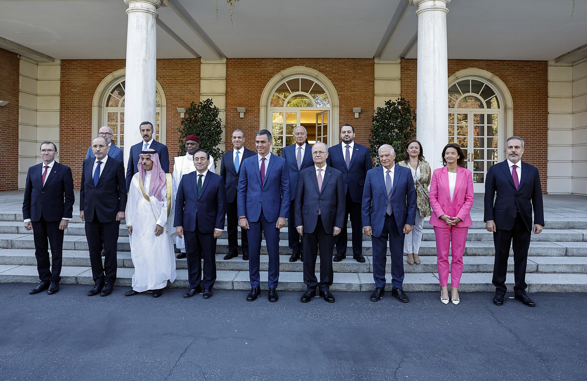 Saudi FM Prince Faisal bin Farhan with Arab and European foreign ministers at the Madrid Two State Solution meeting, September 2024