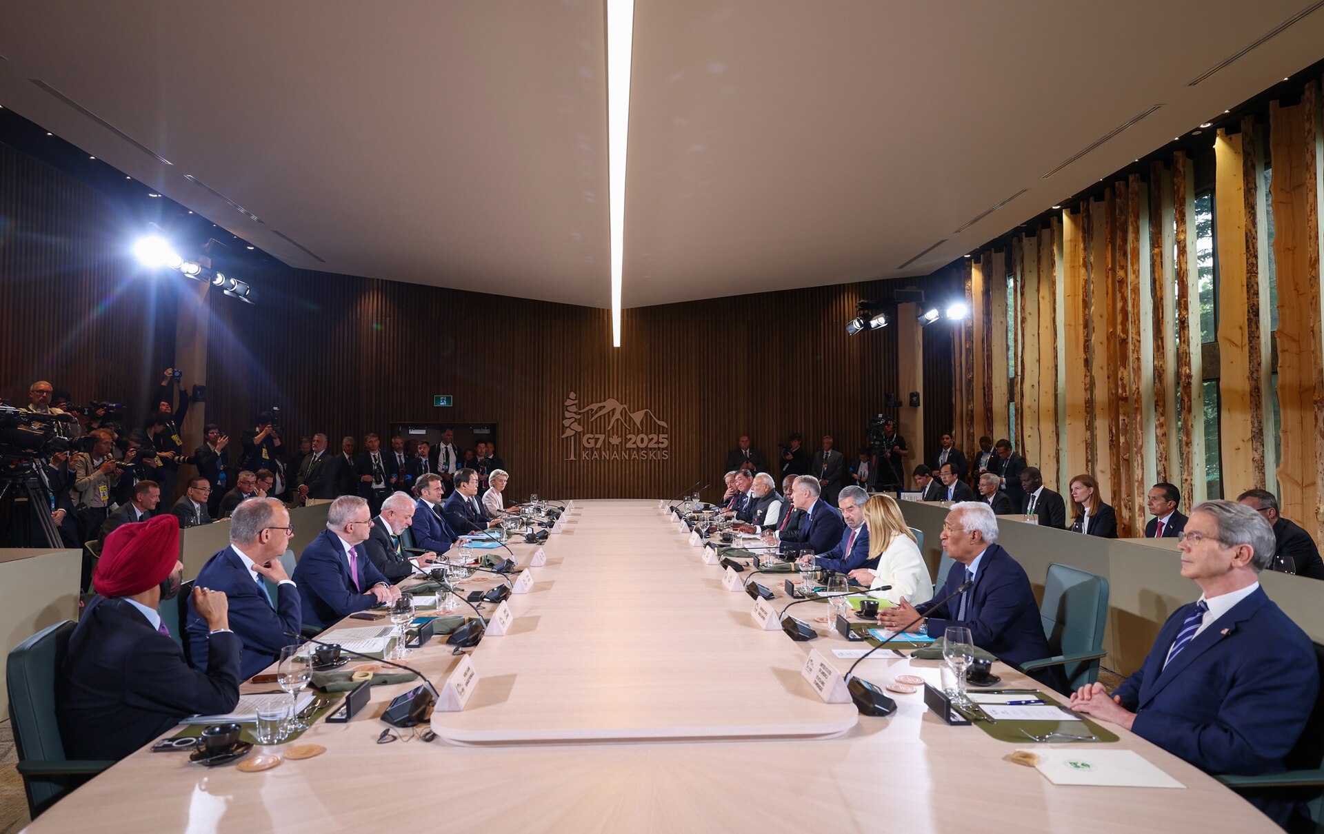 G7 Kananaskis 2025 plenary session showing world leaders at table with G7 2025 logo — the multilateral format Saudi Arabia has skipped three consecutive years