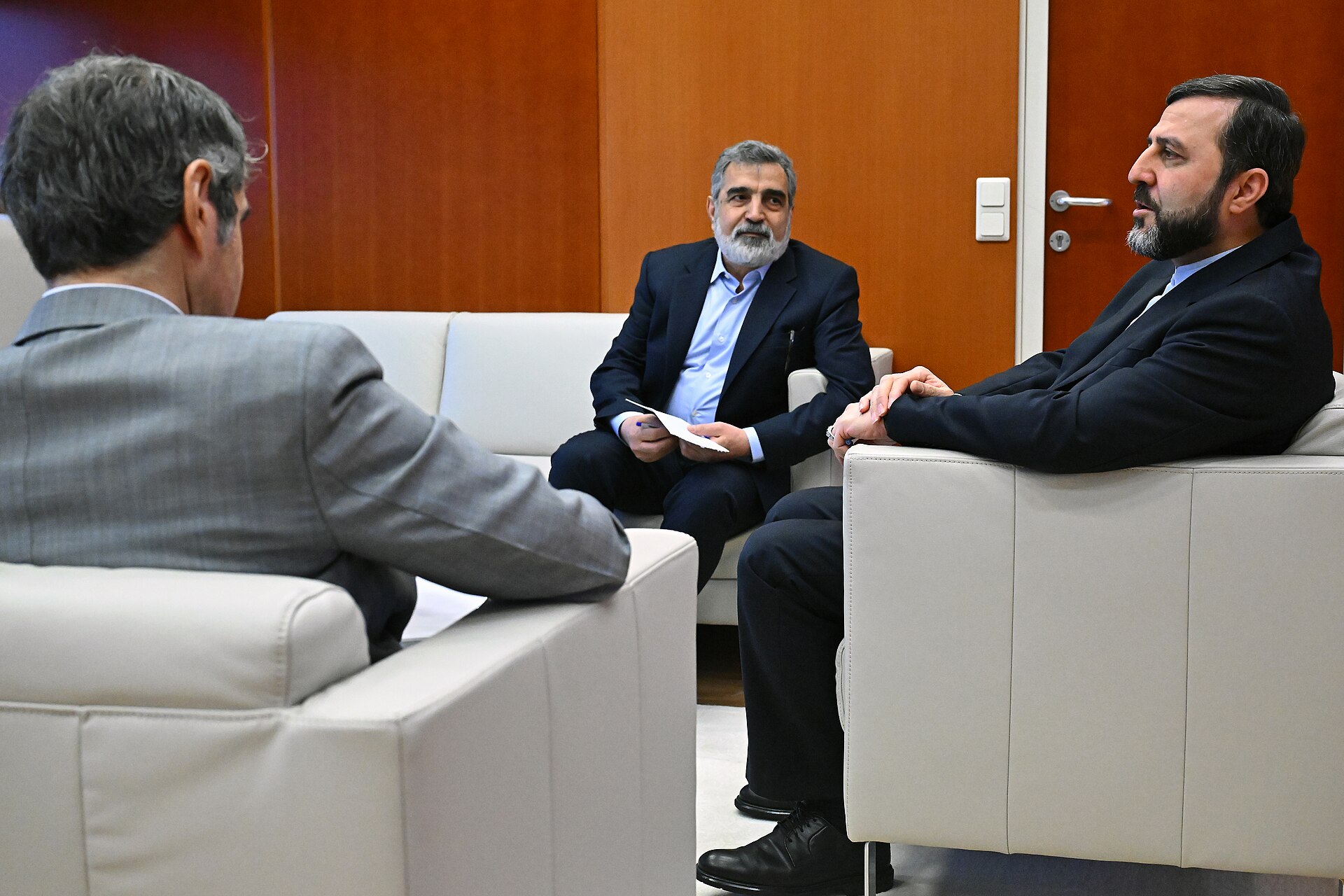 Iranian Deputy Foreign Minister Kazem Gharibabadi meets with IAEA Director-General Rafael Grossi in Vienna, October 2024