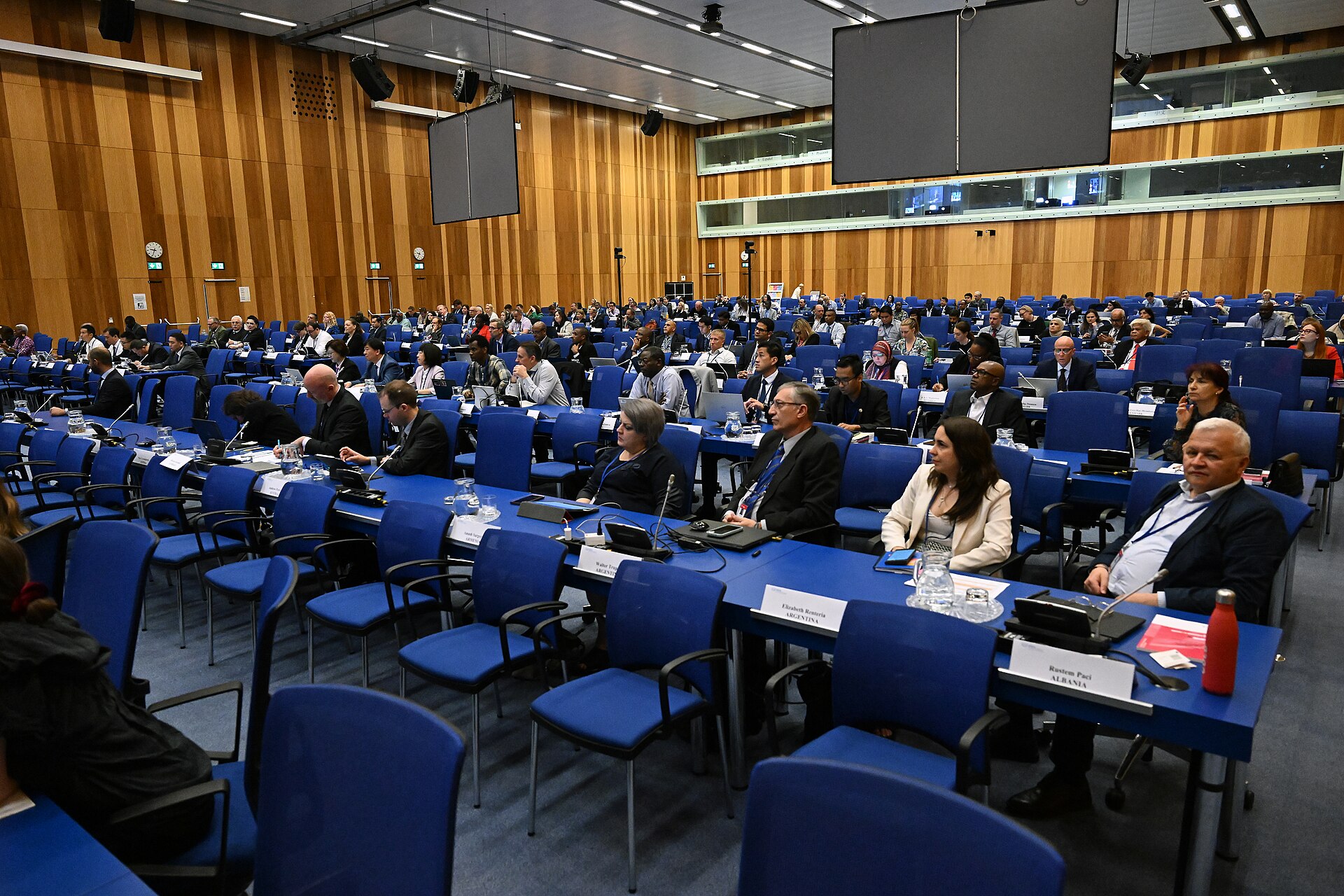 IAEA member state representatives assembled in the main conference hall at Vienna International Centre for a meeting on nuclear safety competent authorities, June 2024