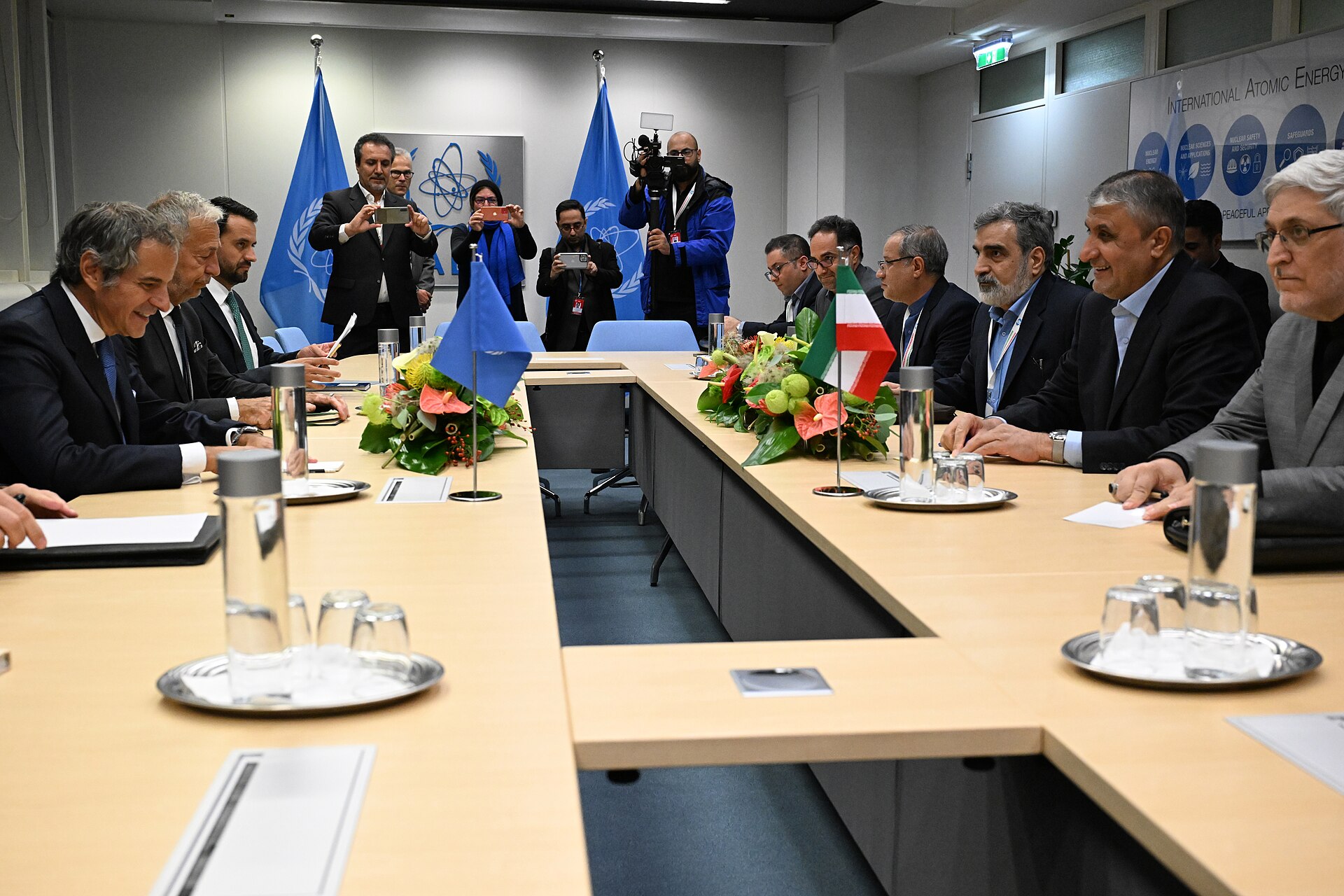 IAEA Director General Rafael Grossi meets with Iranian nuclear chief Mohammad Eslami at IAEA headquarters Vienna September 2024