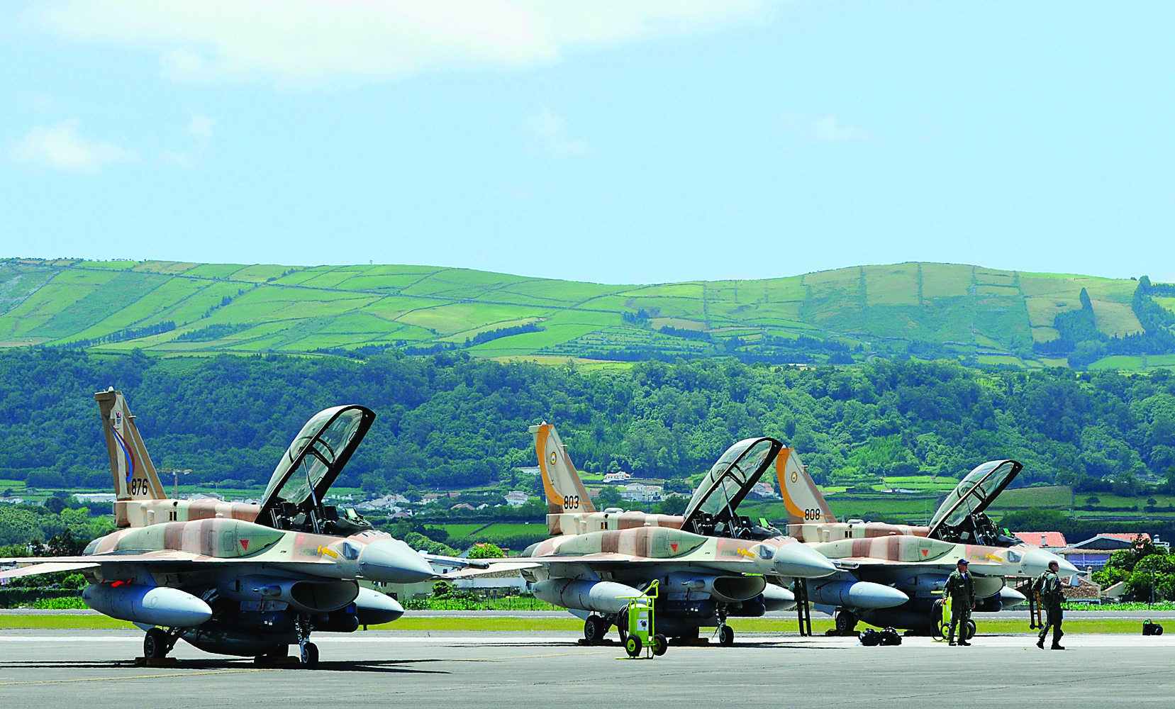 Israeli Air Force F-16I Sufa fighter jets on the ramp — three F-16 squadrons are based at Ramat David, the target of Iran's Operation True Promise 5 on Day 100