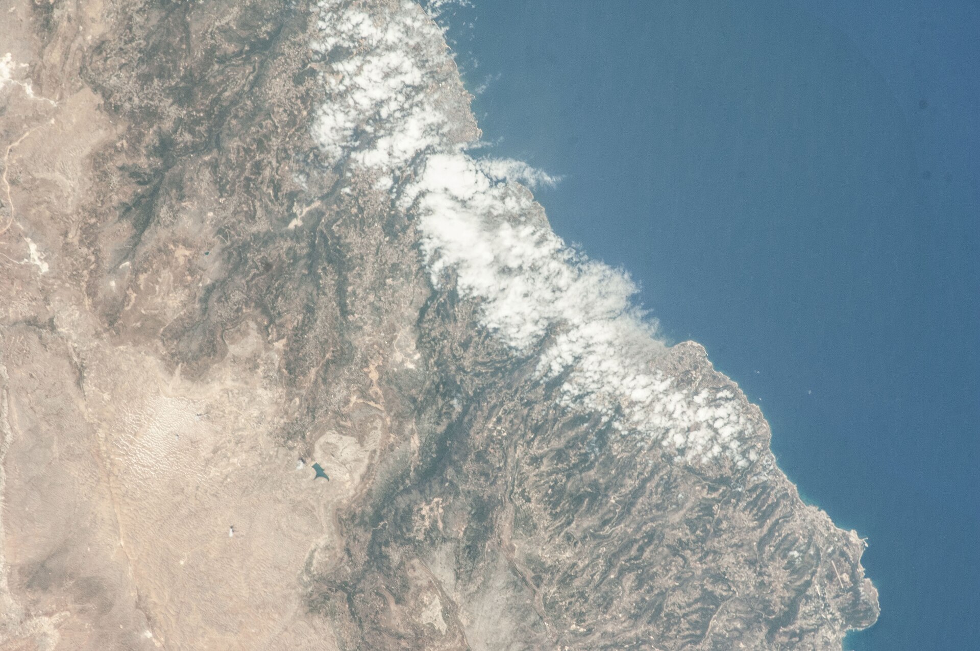 Lebanon coastline and mountains from ISS orbit, NASA — southern Lebanon where IDF maintains buffer zone