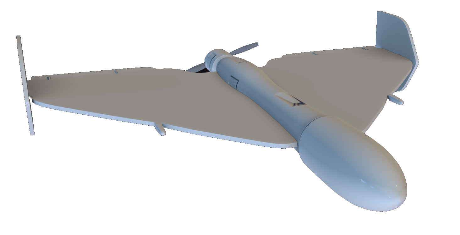 3D rendering of the Shahed-136 one-way attack drone — the same type Iran used to fire on commercial vessels at Hormuz on June 12, 2026, each costing under $50,000 versus $4 million per US intercept
