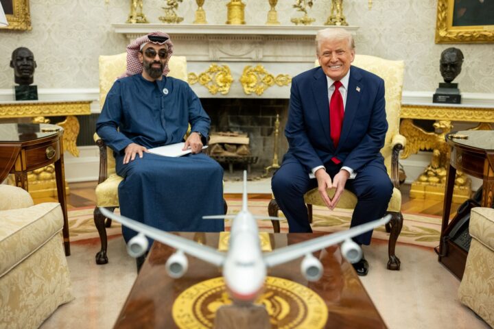 Sheikh Tahnoun bin Zayed al Nahyan, UAE national security adviser, meets with President Trump at the Oval Office, 2025