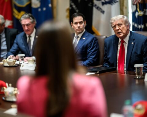 President Trump addresses cabinet meeting in the Cabinet Room, May 27, 2026, with Secretary of State Rubio visible in background