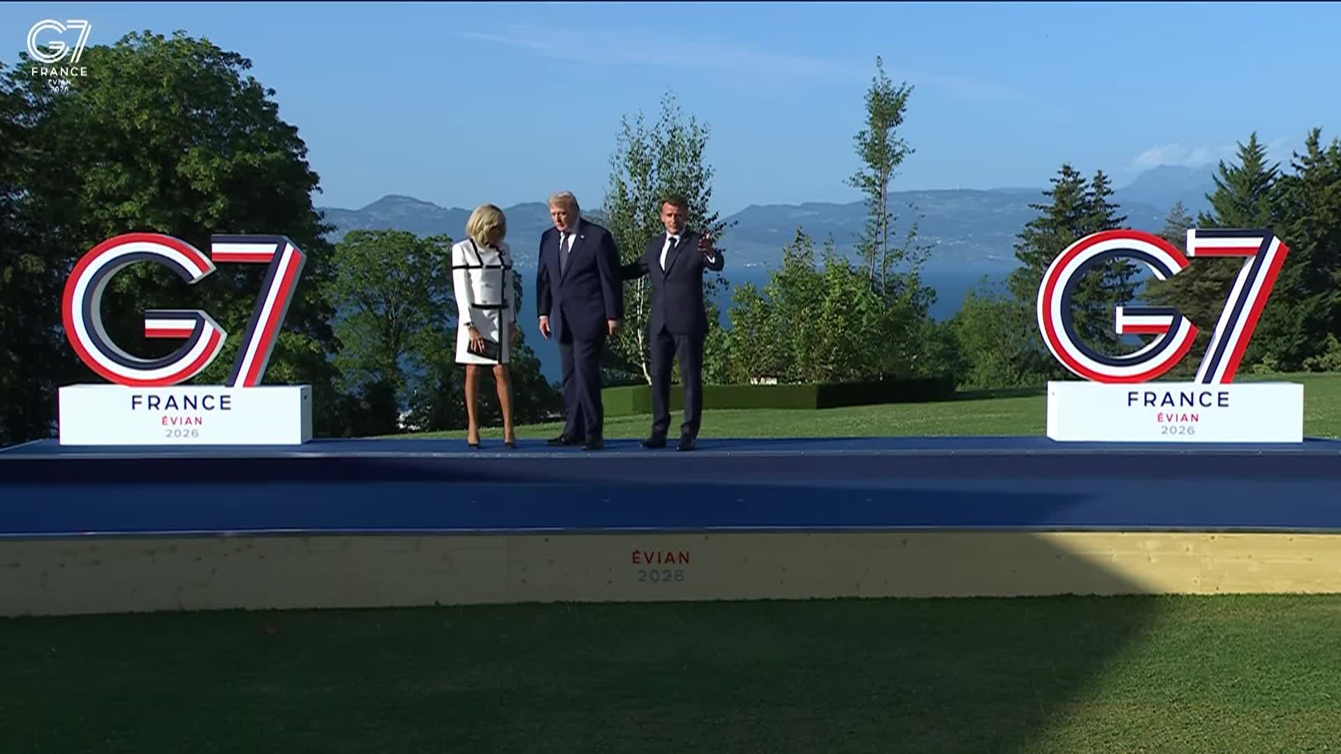President Trump greets G7 leaders at the Évian summit, June 2026