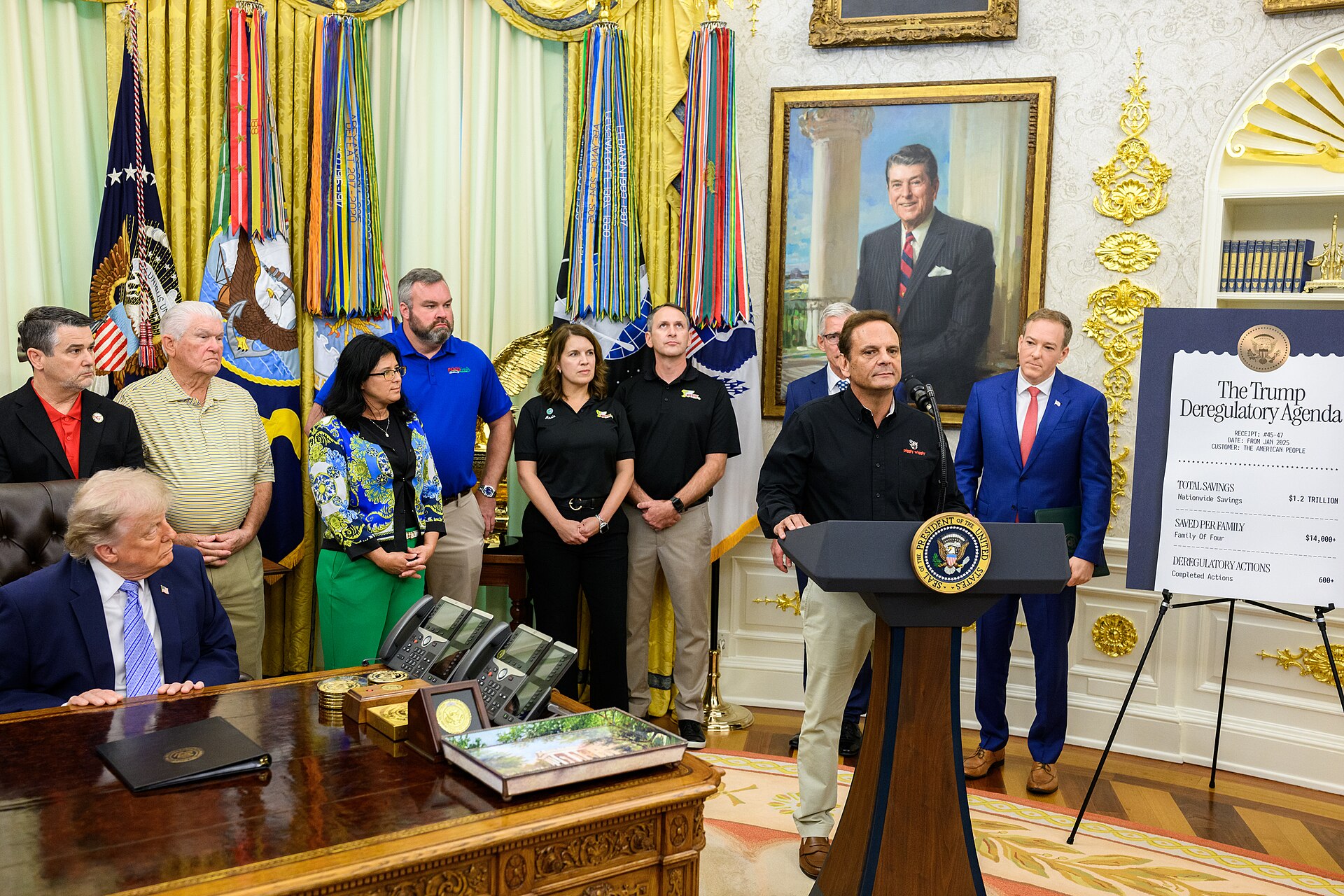 President Donald Trump speaks in the Oval Office at the White House, May 2026