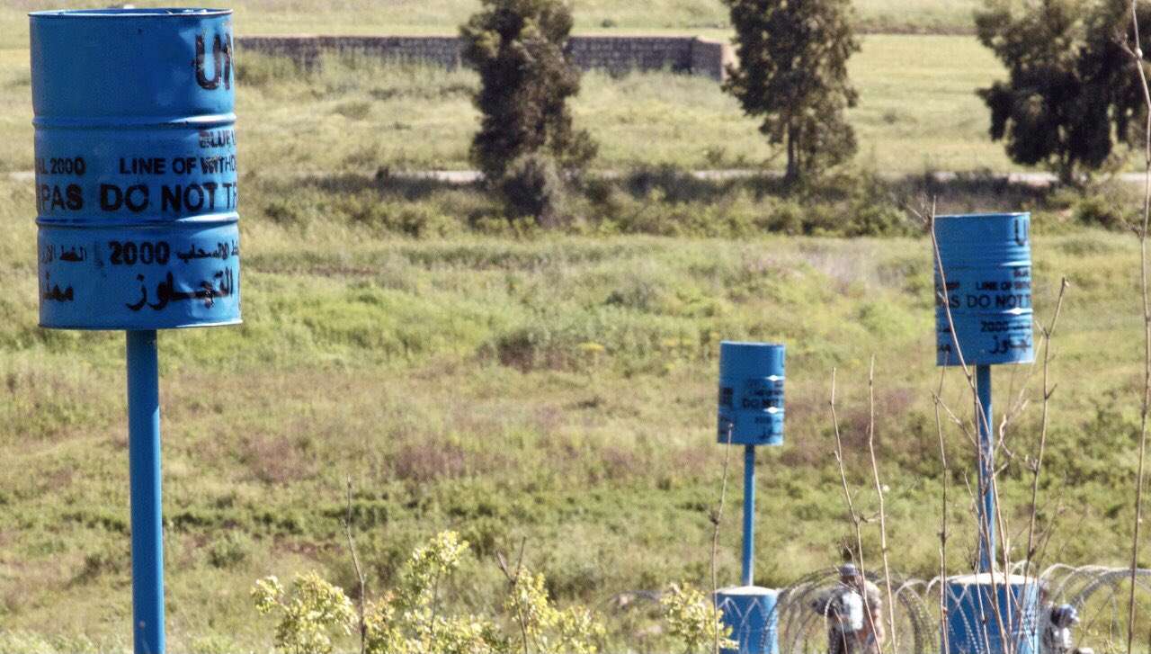 UNIFIL Blue Line markers in southern Lebanon — the Blue Line demarcates the 2000 Israeli withdrawal line. The IDF buffer zone established in 2024 extends approximately 10 km north of the Blue Line to the outskirts of Nabatieh. Photo: UNIFIL / CC BY-SA 4.0