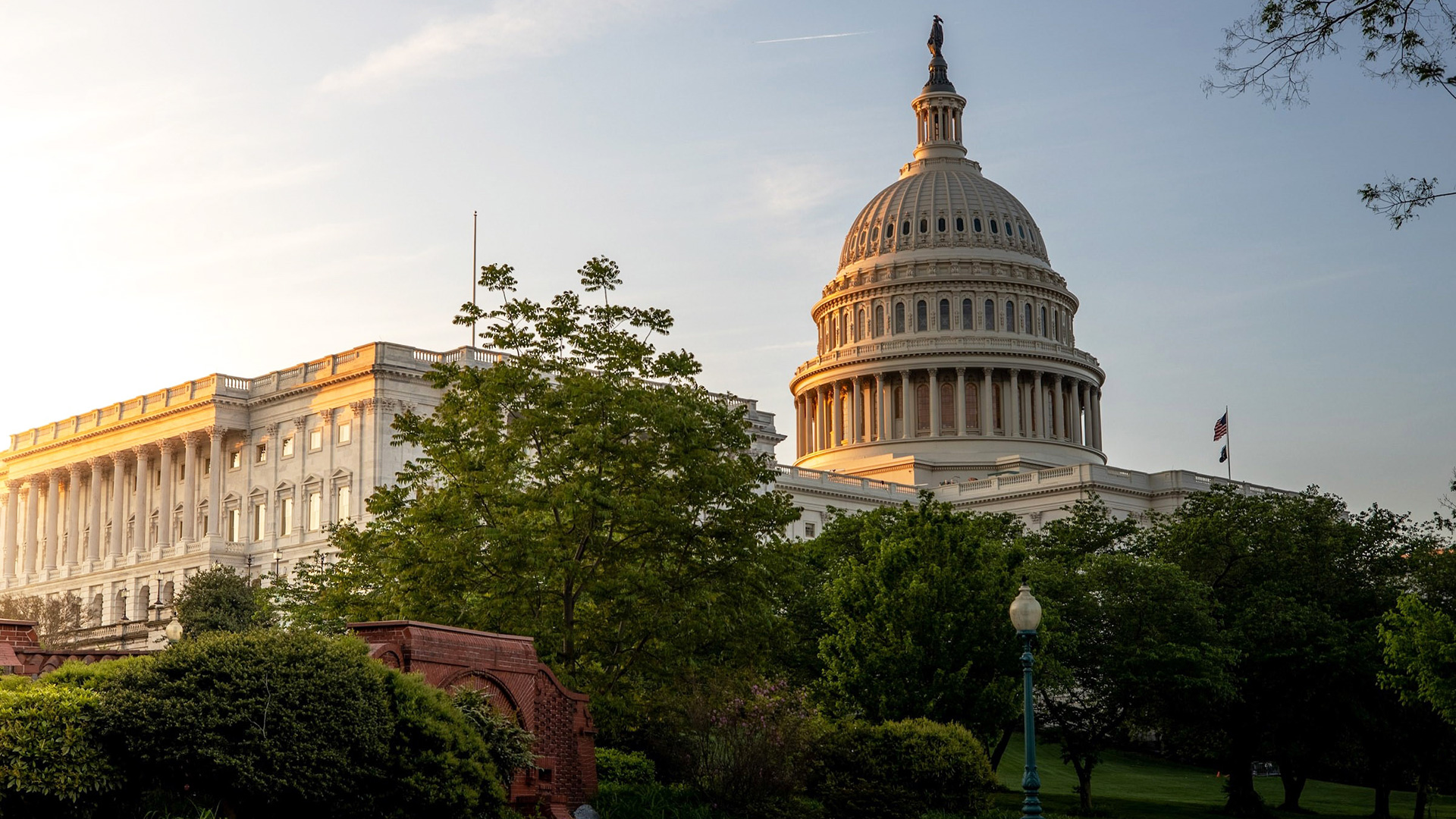 US Capitol building dome at sunrise during the 118th Congress session