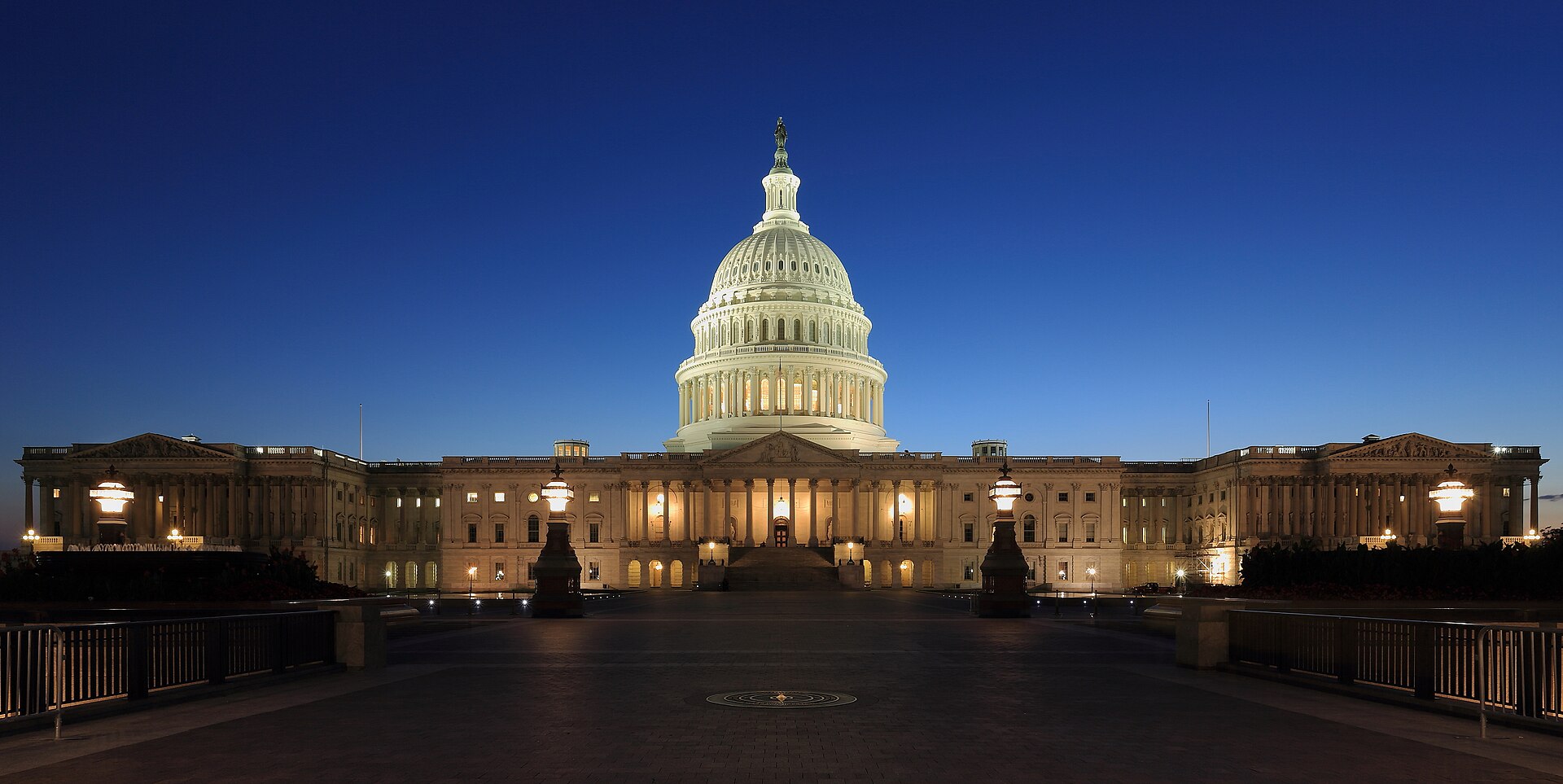 United States Capitol building at dusk eastern facade Washington DC
