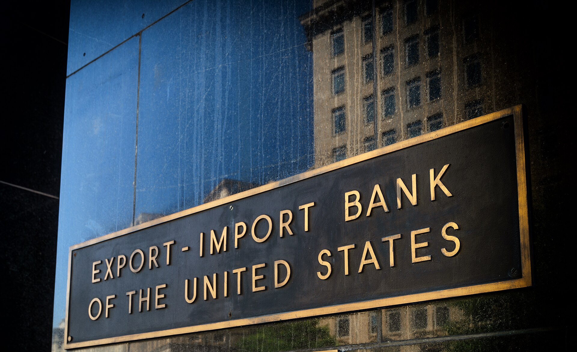 US Export-Import Bank building sign in Washington, D.C. — the agency holds a $4.975 billion direct loan in Sadara Chemical Company's original $12.5 billion financing stack