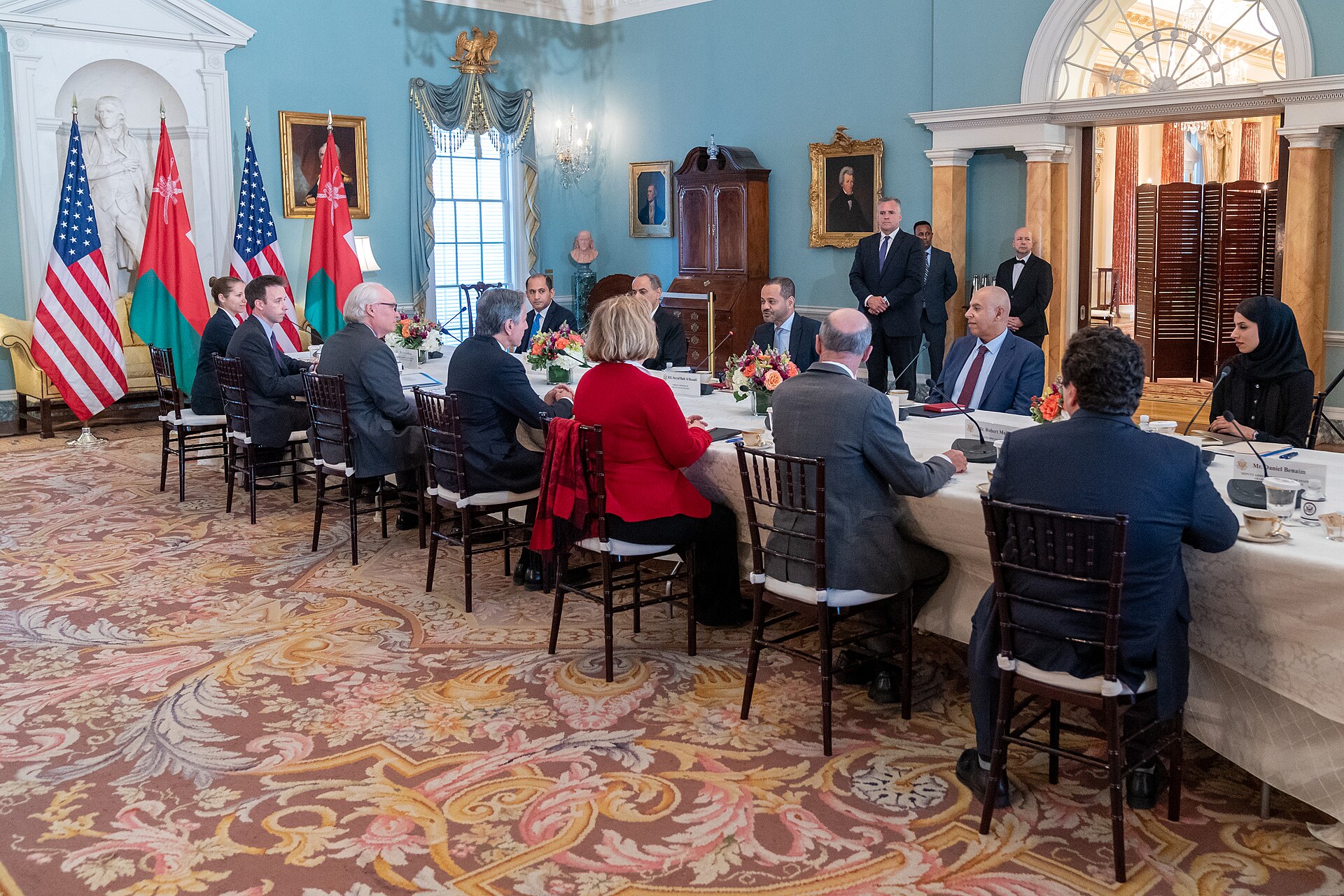 Omani Foreign Minister Badr al-Busaidi meets with US Secretary of State Blinken at the State Department, Washington, November 2022