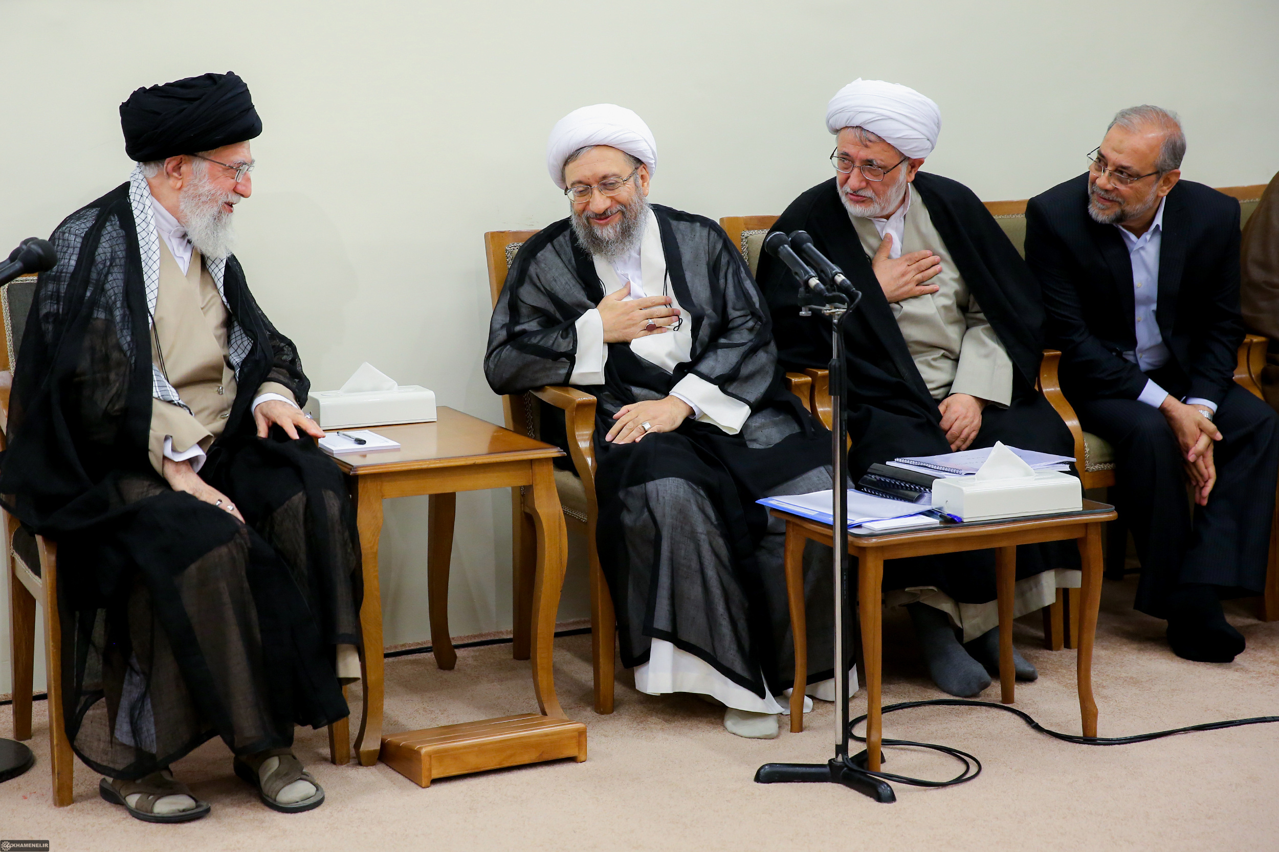 Ali Khamenei Sr. at a formal official meeting, Tehran — Iran supreme leader in governance, June 2018. Photo: Khamenei.ir / CC BY 4.0