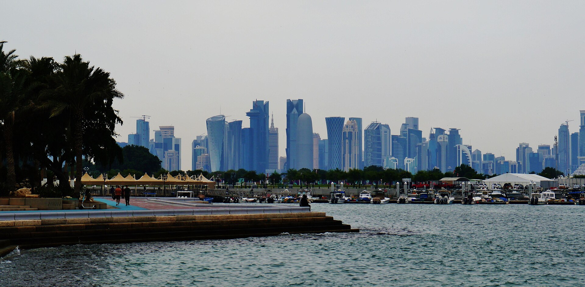 Doha West Bay skyline viewed from the corniche, Qatar, 2023