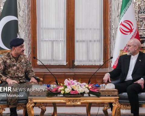 Iran Parliament Speaker Mohammad Bagher Ghalibaf meets Pakistan Army Chief General Asim Munir in Tehran, April 2026